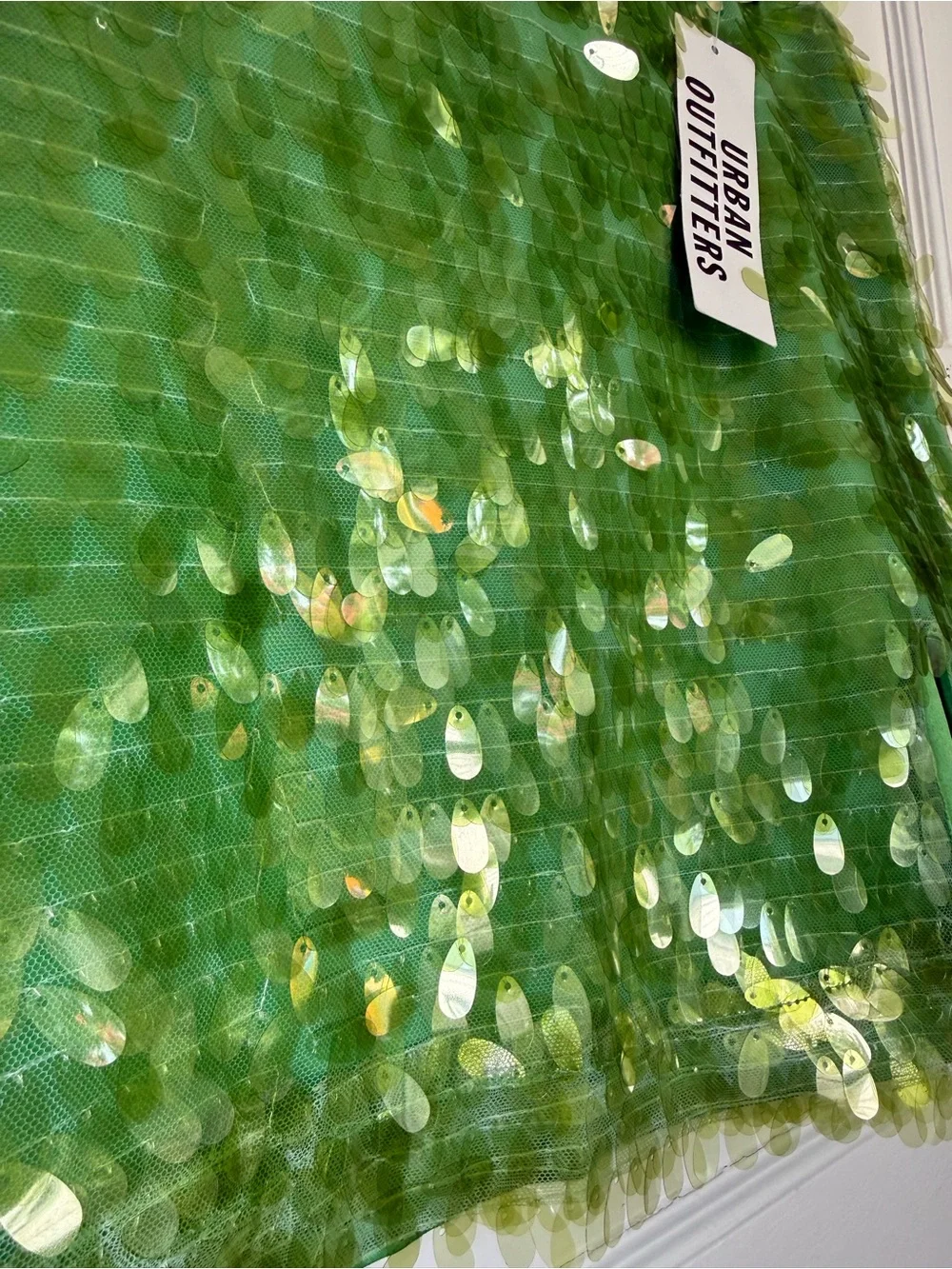 Urban Outfitters Lime Green Sequin Mesh Mini Skirt Pixie Chic Y2K Festival S